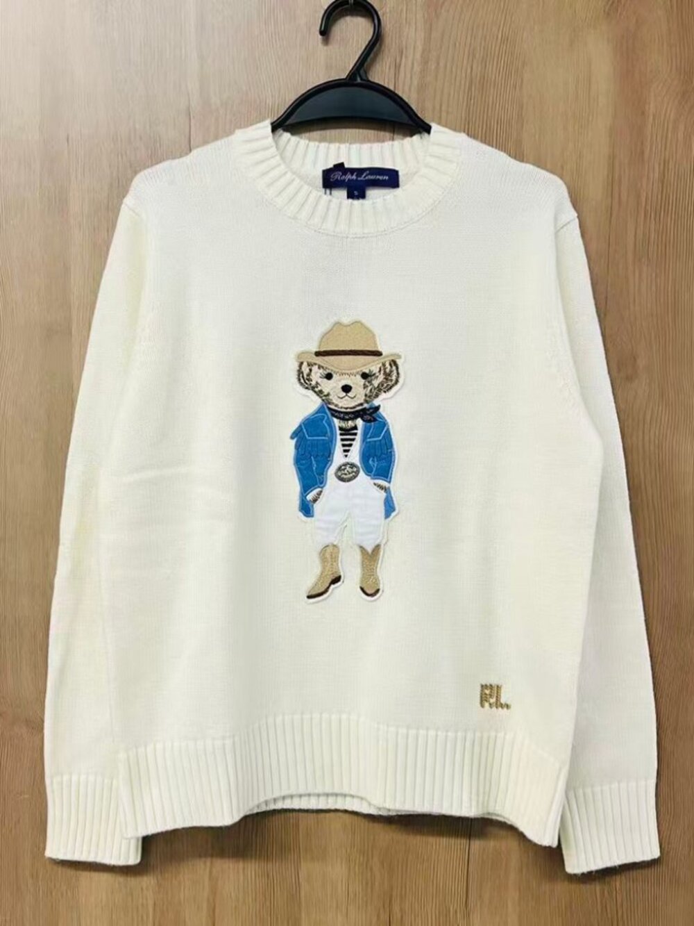 Ralph Lauren Cowboy Polo Bear Cream Sweater